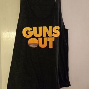 Charcoal Sleeveless Tank with Bold Yellow Graphic